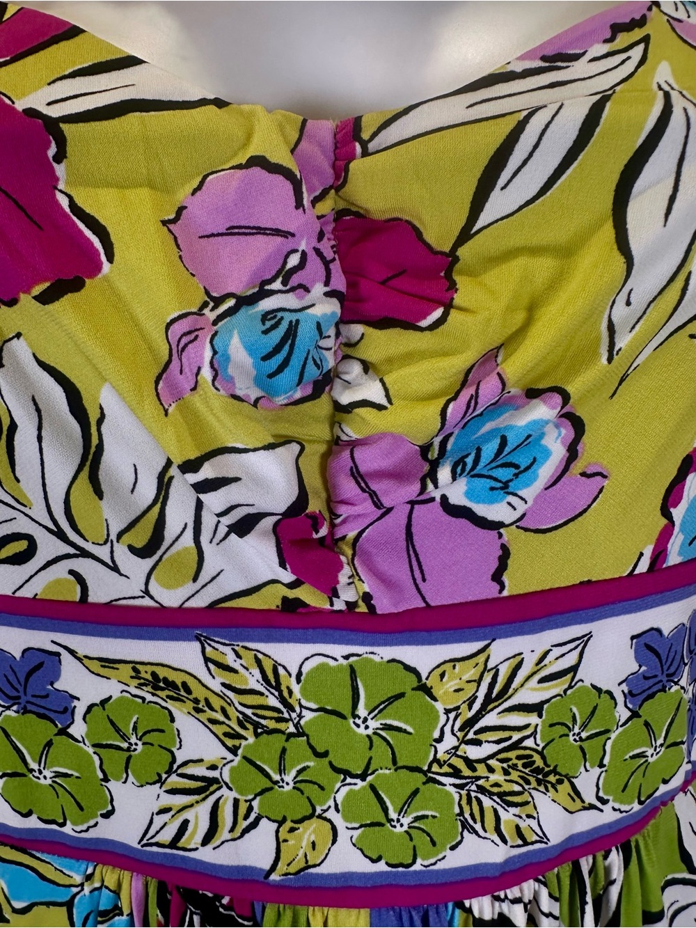 Maggy London Chartreuse and Purple Floral Stripe Maxi Dress - Picture 6 of 11